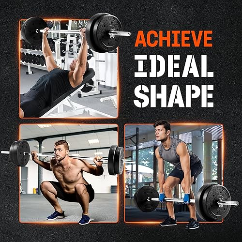 Miniatura 6 de Yes4All Standard Straight Barbell 60" & EZ Curl Bar 47", Capacity 200 to 480 LB, Weight Bar 1" to 2" Diameter - Star Lock Collars, Rubber Ring,