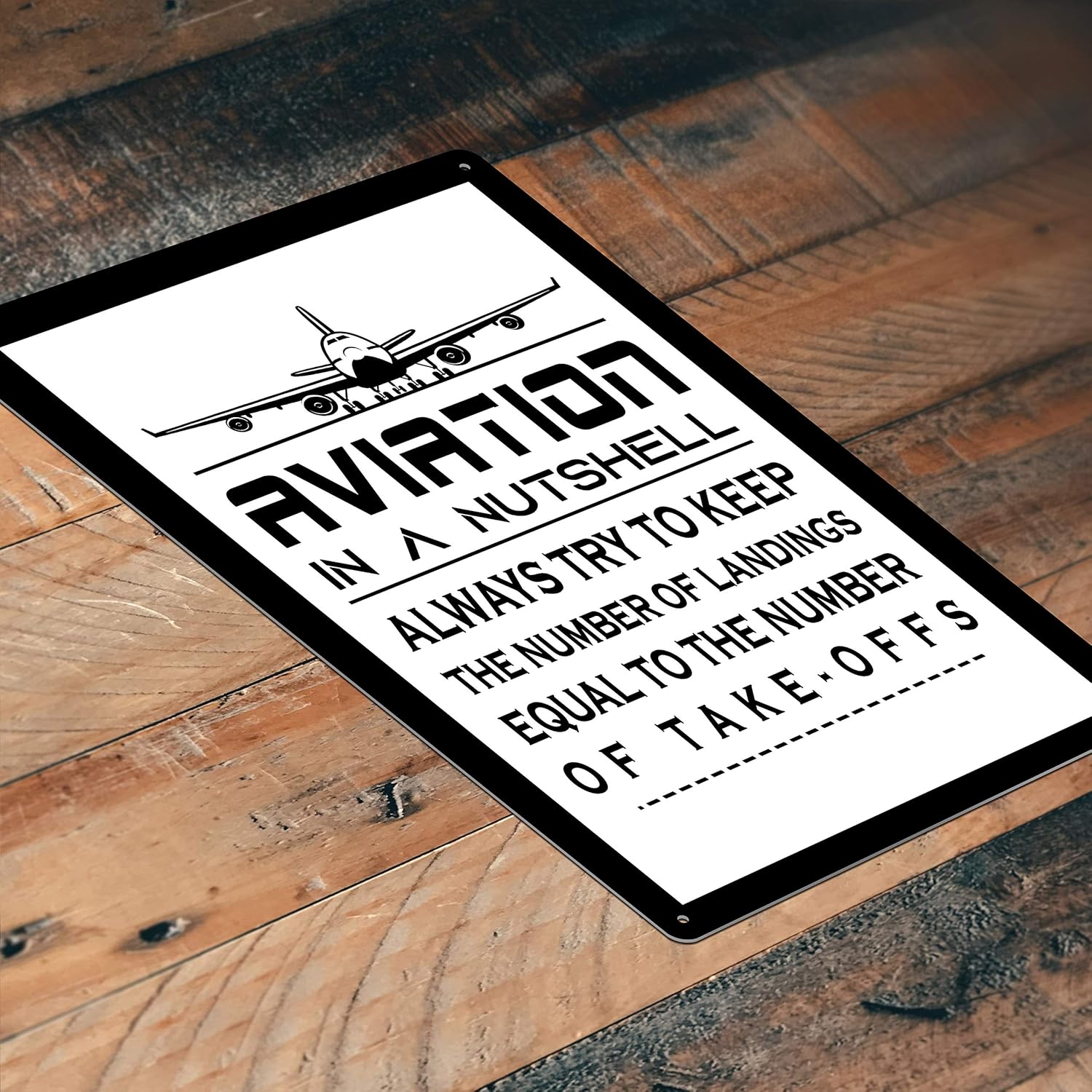 Tin Signs Airplane Pilot Décor – Metal Sign 12 x 8 in. Aviation In A Nutshell Always Try To Keep The Number Landings Equal To the Number of Take-offs