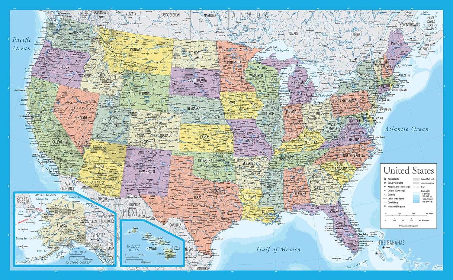 Laminated United States Map Poster - 91RF81NKshL. SL1500