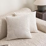 Throw Pillow Covers 18x18 Inch Set of 2 Decorative Velvet Square Spring Farmhouse Pillow Covers for Sofa Couch Cushion Bedroom Home Decor Cream White