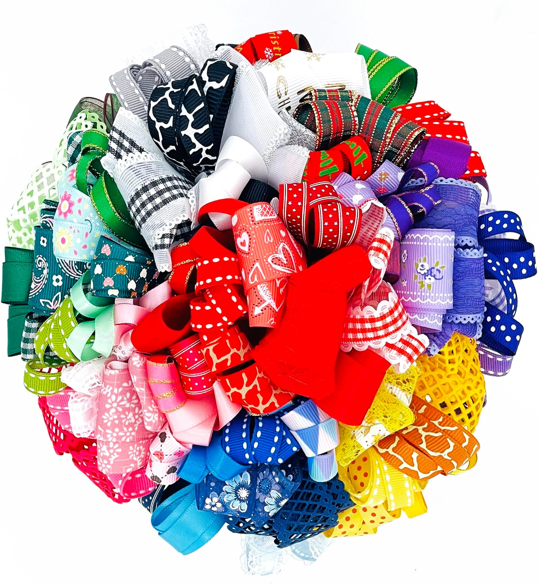 Assorted Ribbon Bundle - 10 x 1 Metre Mixed Craft Ribbons, 10m Total, Satin Grosgrain Organza & Printed - Mixed Colour