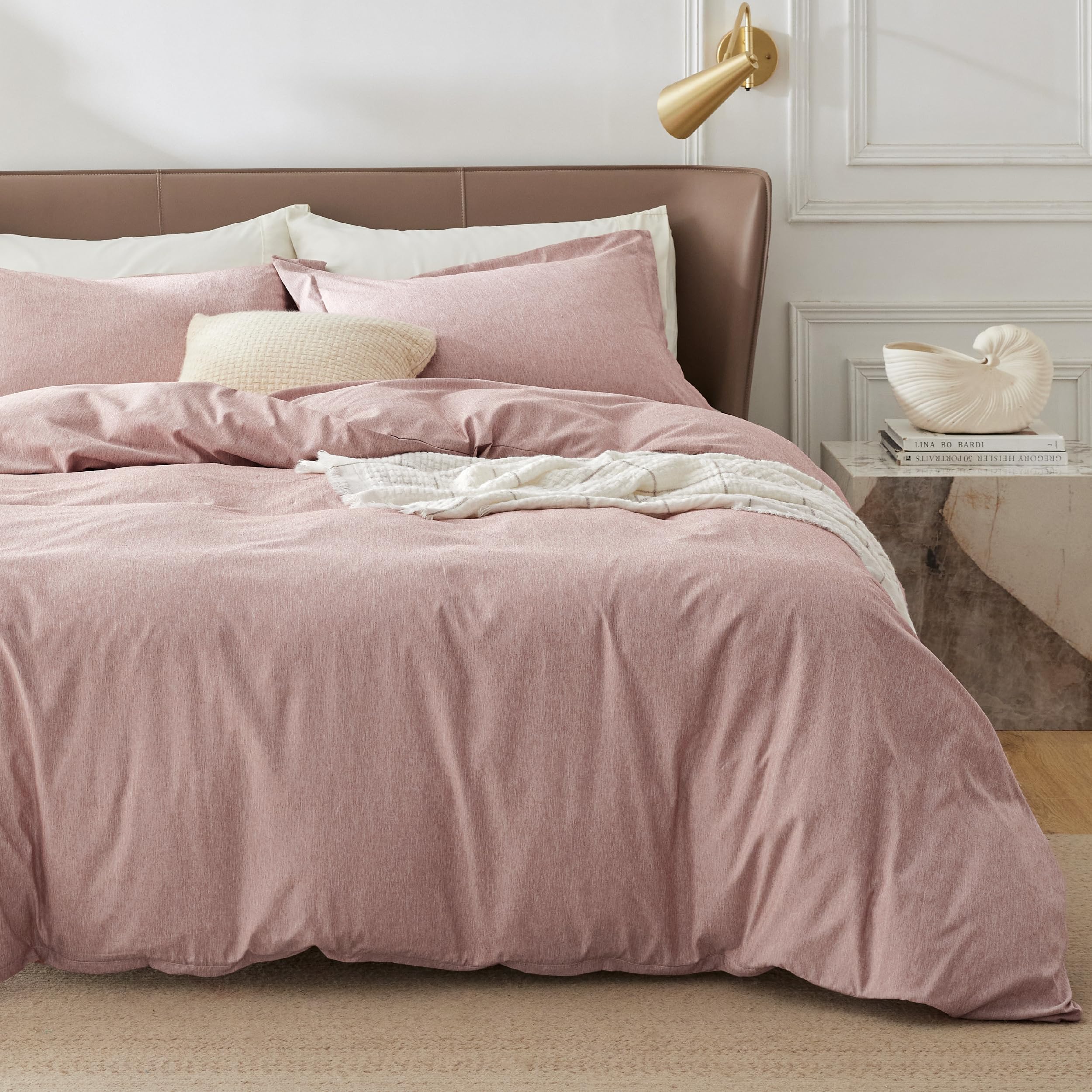Bedsure Withered Rose Duvet Cover Queen Size - Super Soft Cationic Dyed Duvet Cover for Kids with Zipper Closure, 3 Pieces, No Comforter(Queen, 90"x90")