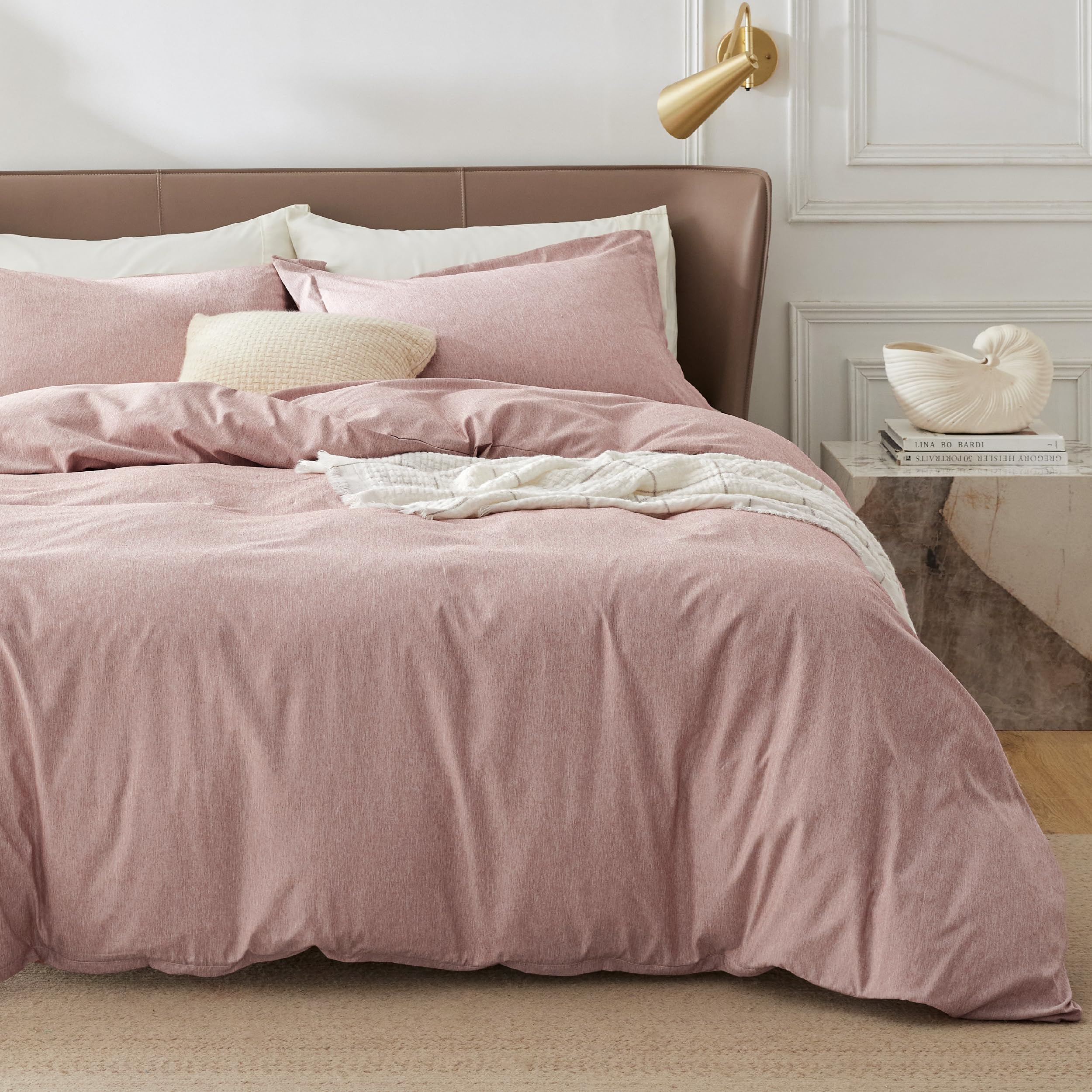 Bedsure Withered Rose Duvet Cover Queen Size - Super Soft Cationic Dyed Duvet Cover for Kids with Zipper Closure, 3 Pieces, No Comforter(Queen, 90"x90")