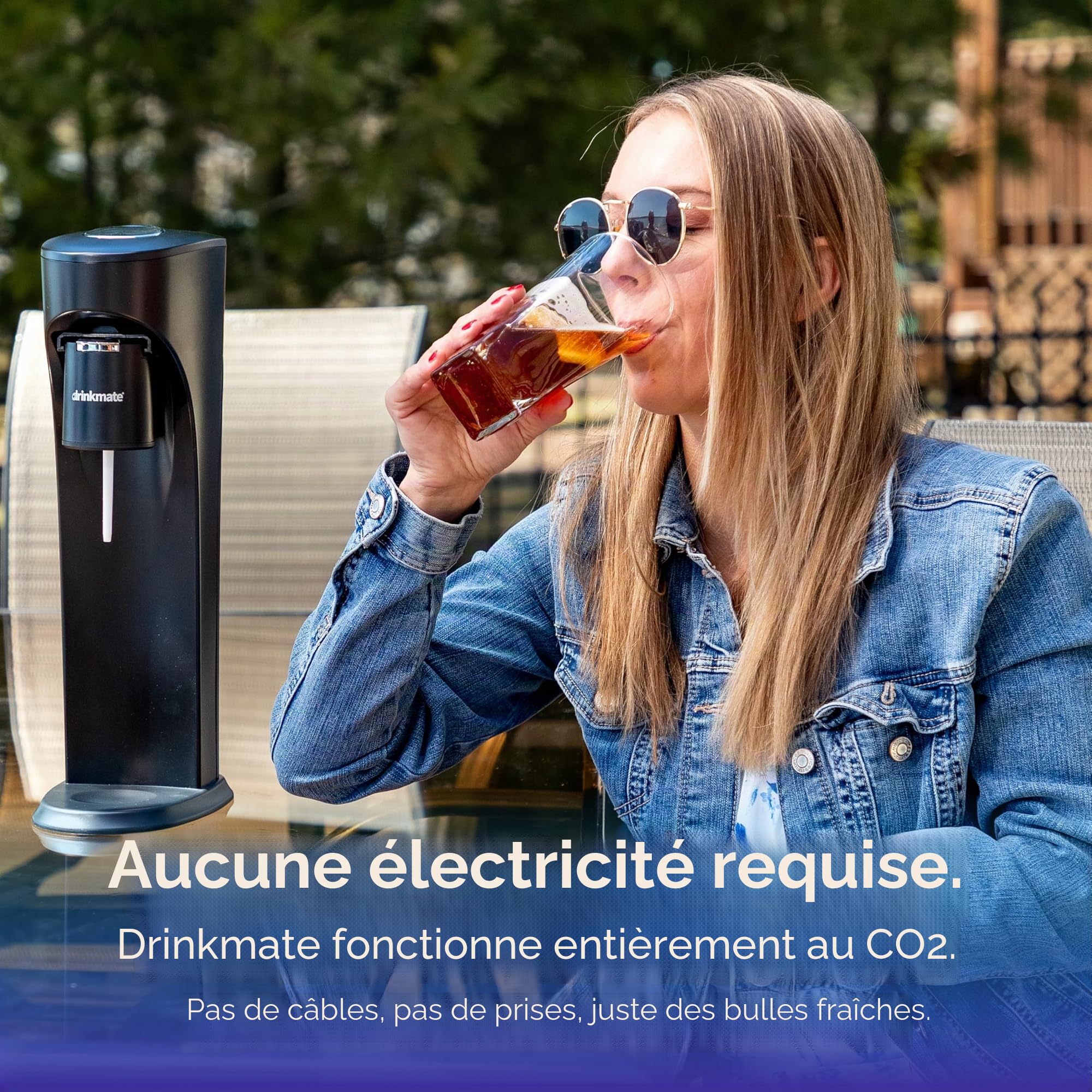 DrinkMate Machine à gazéifier pour eau et boissons gazeuses, recharge de CO2 non incluse, noir mat