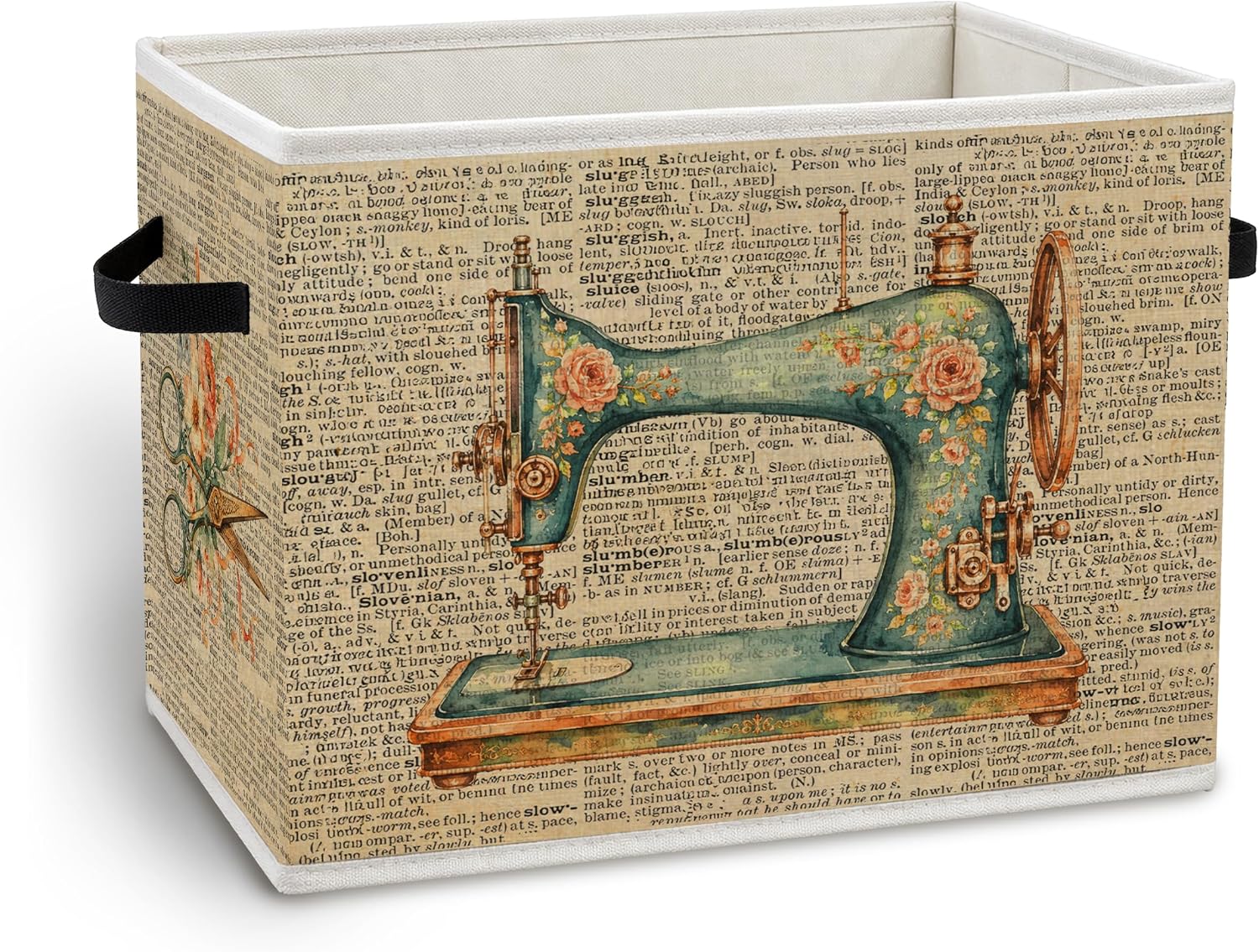 Vintage Sewing Storage Bin Box with Handles