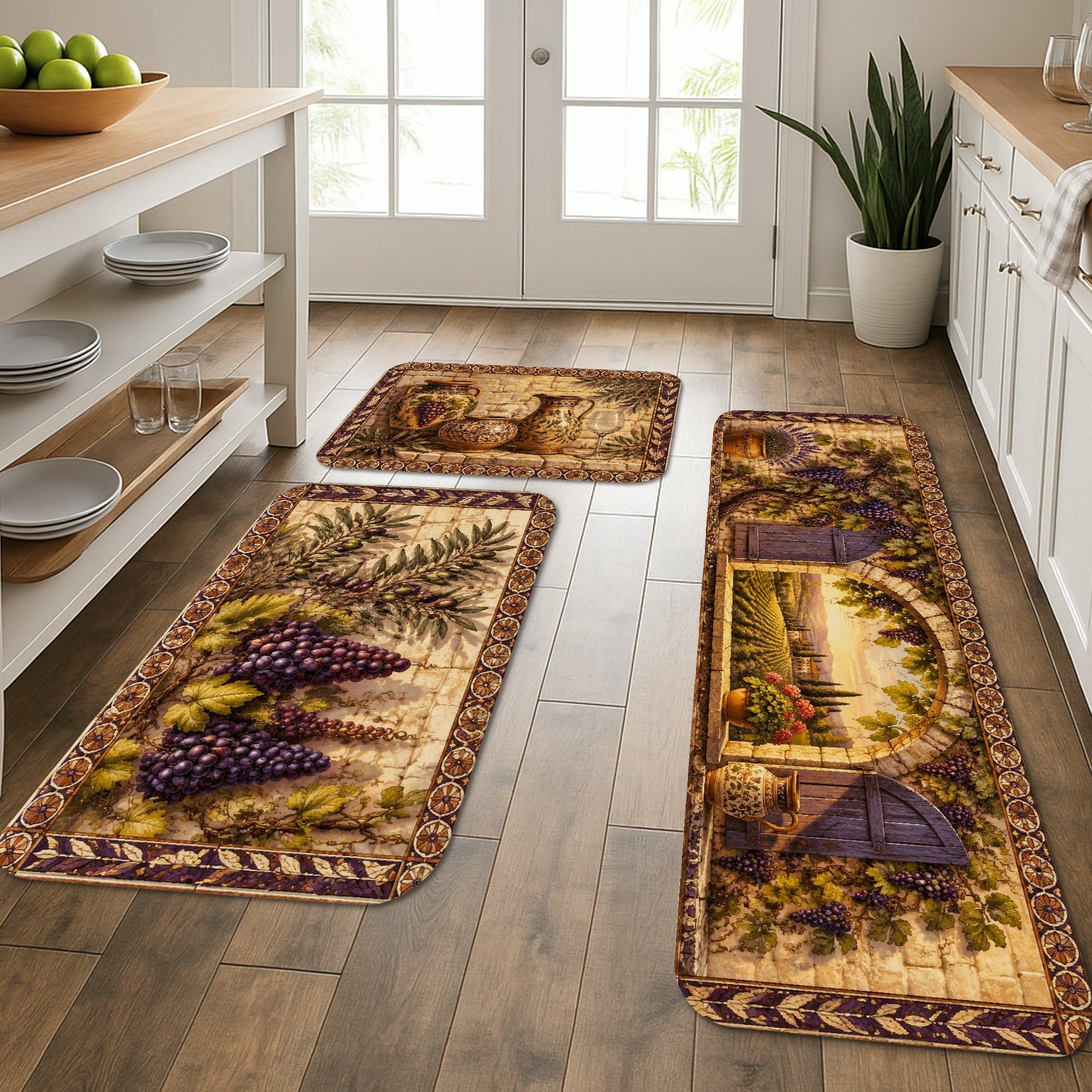 Tapis de cuisine vintage rustique lot de 3 décor de ferme pour évier et buanderie