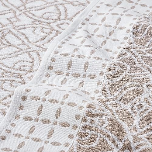 Miniatura 3 de Modern Threads Juego de 6 piezas, 2 toallas de baño, 2 toallas de mano, 2 paños de baño teñido de hilo jacquardsólido juego de toallas Charlize Fawn