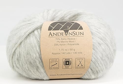 Miniatura 2 de Juego de 3 hilos de lana merino de alpaca bebé 426 yardas en total gris claro, #4 peinado