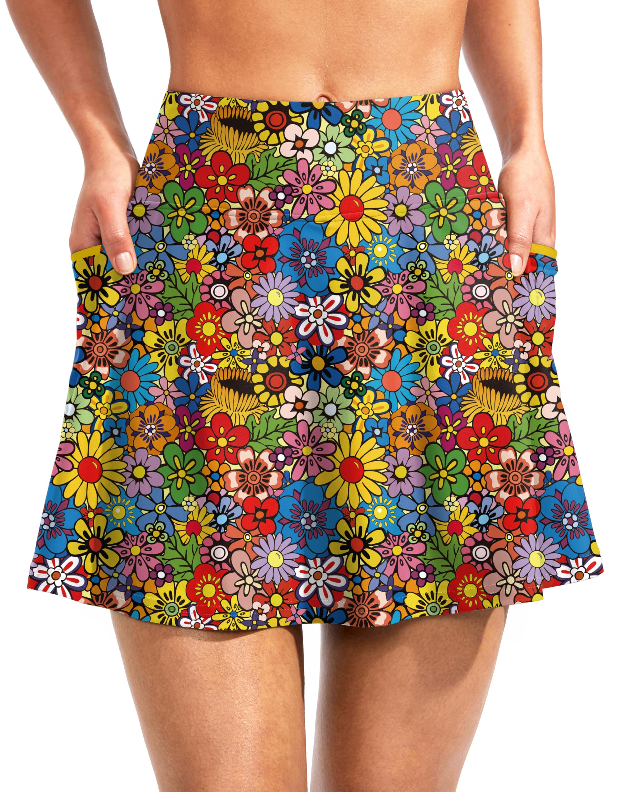 Kayrth Women's High Waisted Swim Skirt with Zipper Pockets Tankini Bottoms | Tummy Control, Bathing Suit, Built-in Shorts, Quick Dry, Stretchy, Beach, Pool, Surf