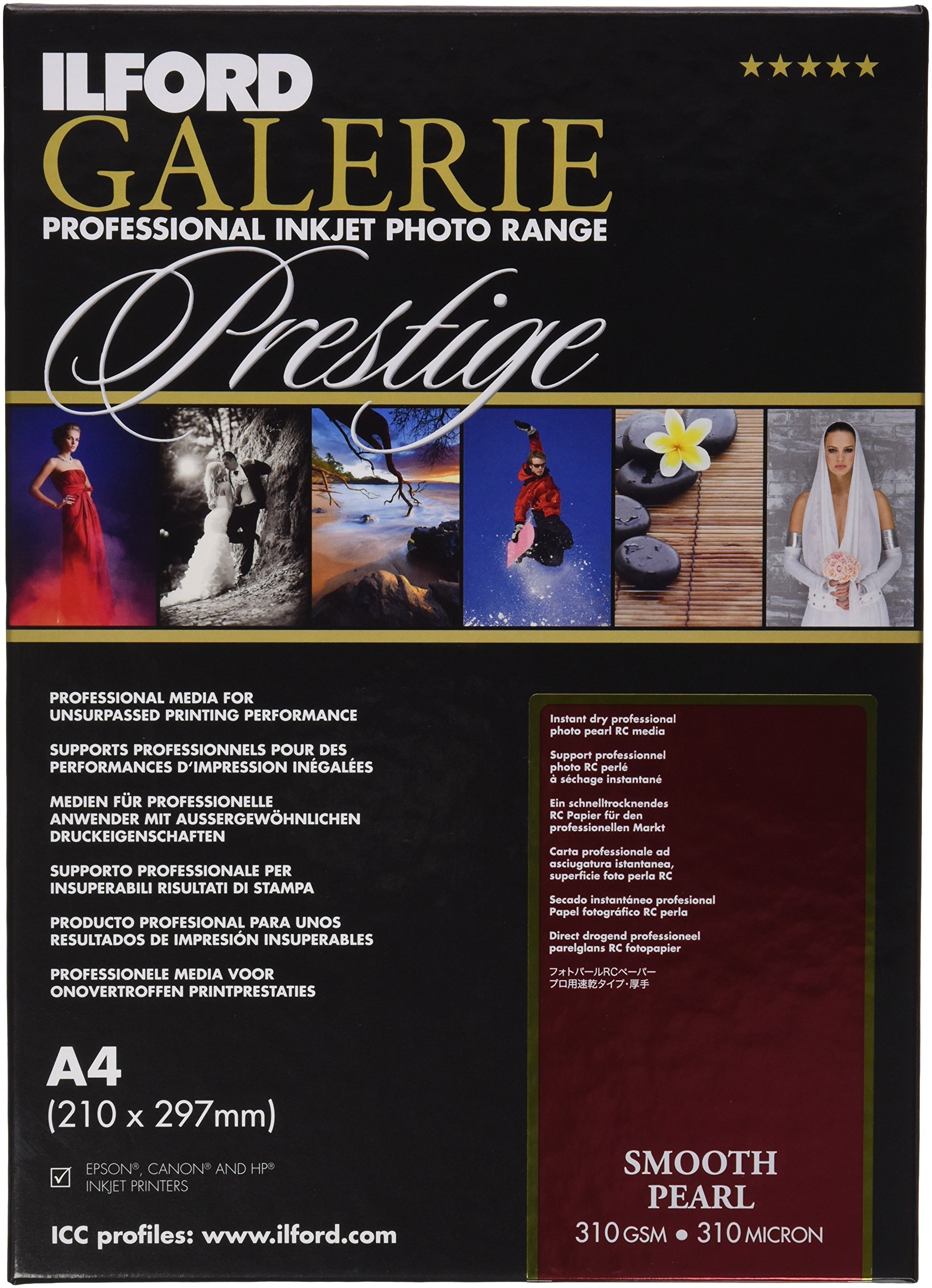 Carta Fotografica Ilford Galerie Prestige Smooth Pearl | 13x18 Cm, 310 G/m&sup2;, 100 Fogli | Effetto Perlato | Con Penna In Omaggio