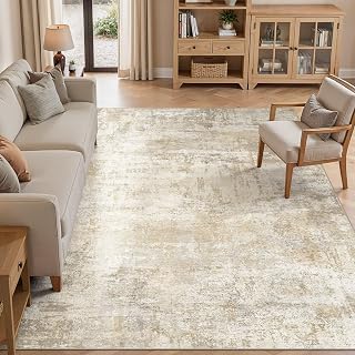 cotiled 9x12 Area Rugs Living Room: Washable Abstract Rug Beige