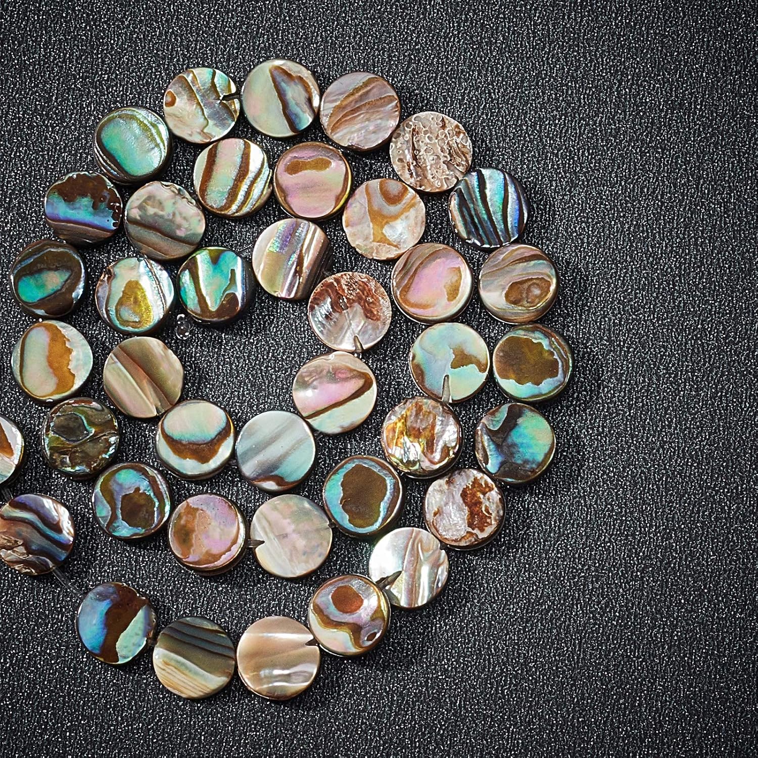 BENECREAT 30pcs Natural Abalone Shell Beads Flat Round Paua Shell Beads (8x3mm) Hole: 0.5mm for Jewelry Making - Image 5