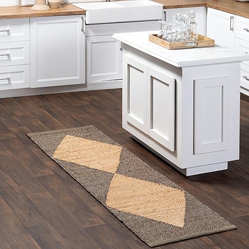 Miniatura 58 de nuLOOM Pandora - Alfombra de yute de diamante de 2 x 8 pies, alfombra de yute de inspiración mundial para comedor, sala de estar, entrada, pasillo