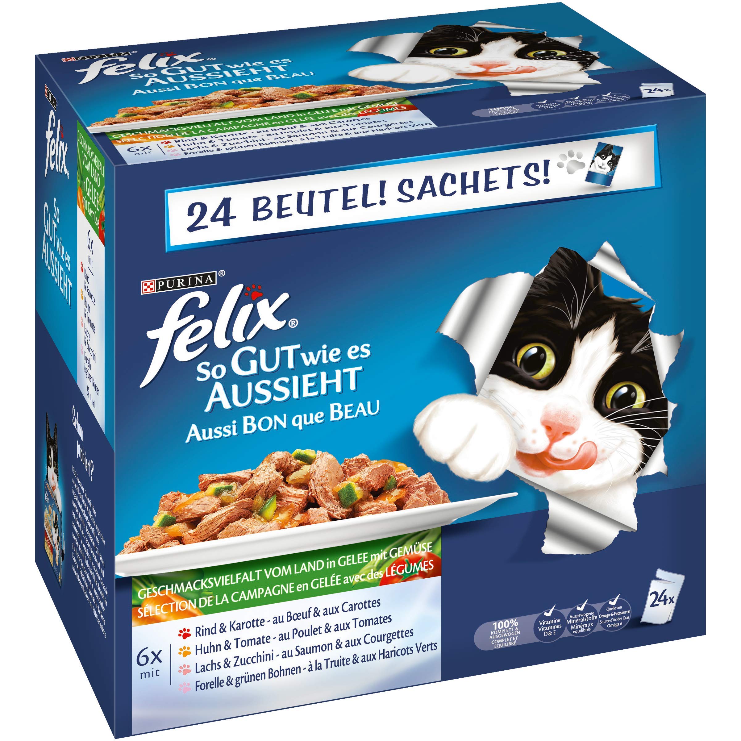 Felix So gut wie es aussieht, Katzennassfutter I Adult I 4er Pack (4 x 24 x 100 g)