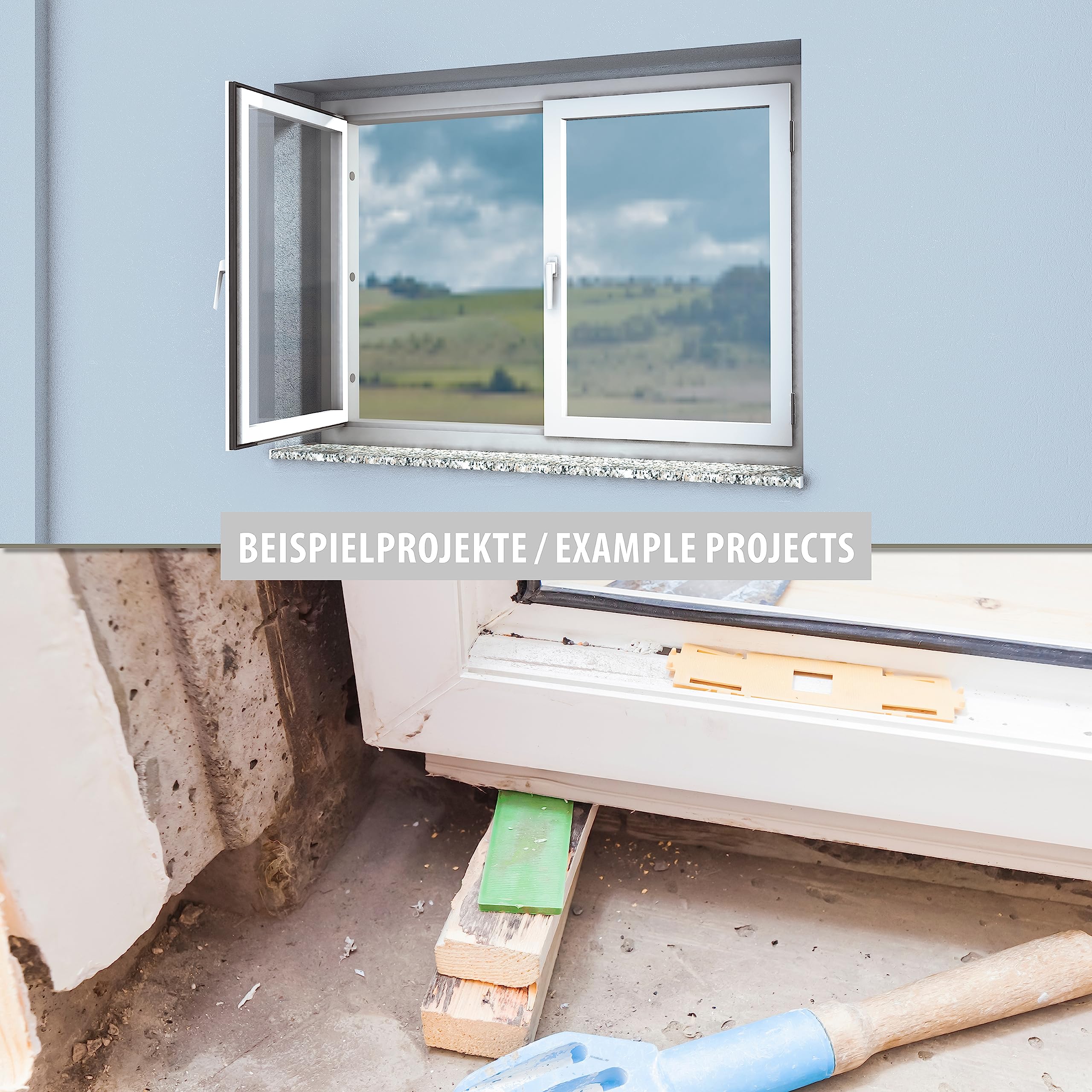 TOX Window Distance Cales De Vitrage, Cales D'espacement En Plastique, Charge Admissible Jusqu'à 3 Tonnes, Polypropylène, 24 X 100 X 1 Mm, 1 Sachet, 50 Pièces, 065600100