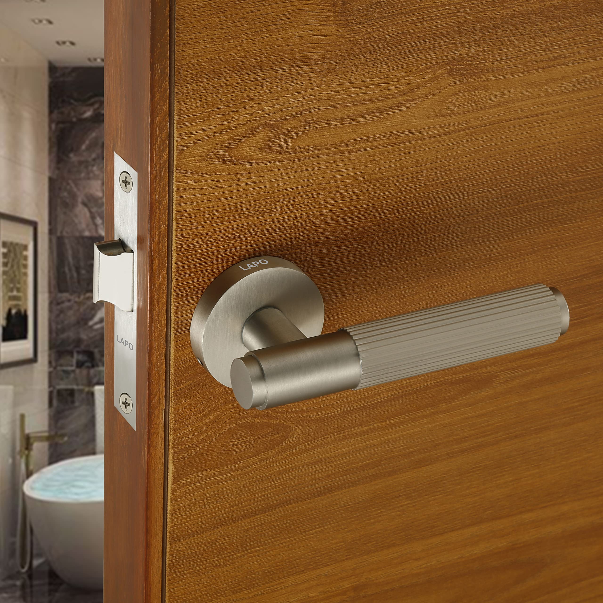 LAPO Full Brass Door Lock for Bathroom Door Lock, Balcony - Store Room Door Lock, Mortise Keyless Handles Set with Brass Baby Latch for Home,Office,Hotel | Matt Finish | 3 Years Warranty Ro-2200