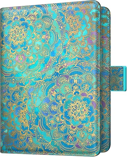 Fintie Funda para pasaporte, cuero vegano de alta calidad, bloqueo RFID, cartera de viaje con cierre a presión, azul (Shades of Blue), Cartera Rfid