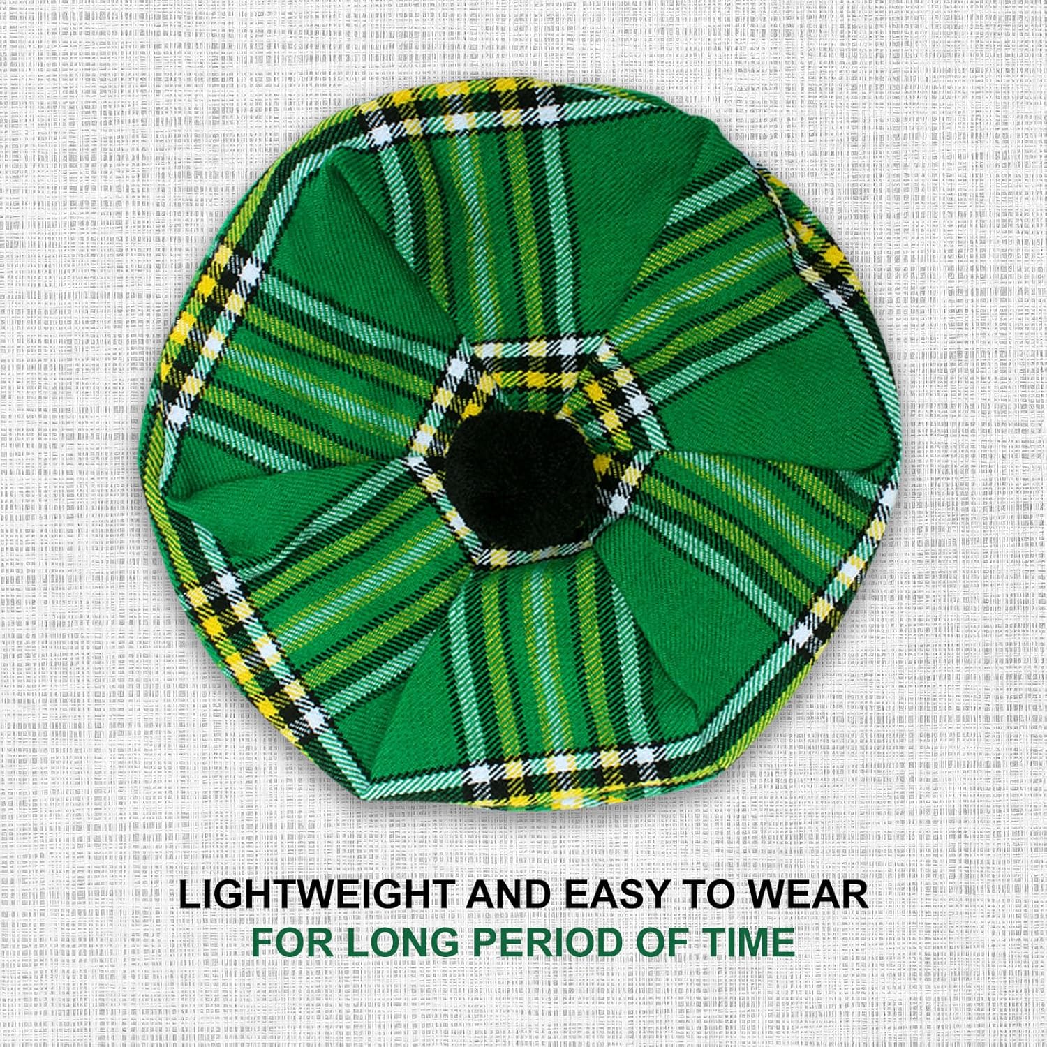 Scottish Tam o’ Shanter Hat Traditional Tartan Bonnet with Pom Pom | Acrylic Wool Flat Cap | One Size Fits Most - Image 8