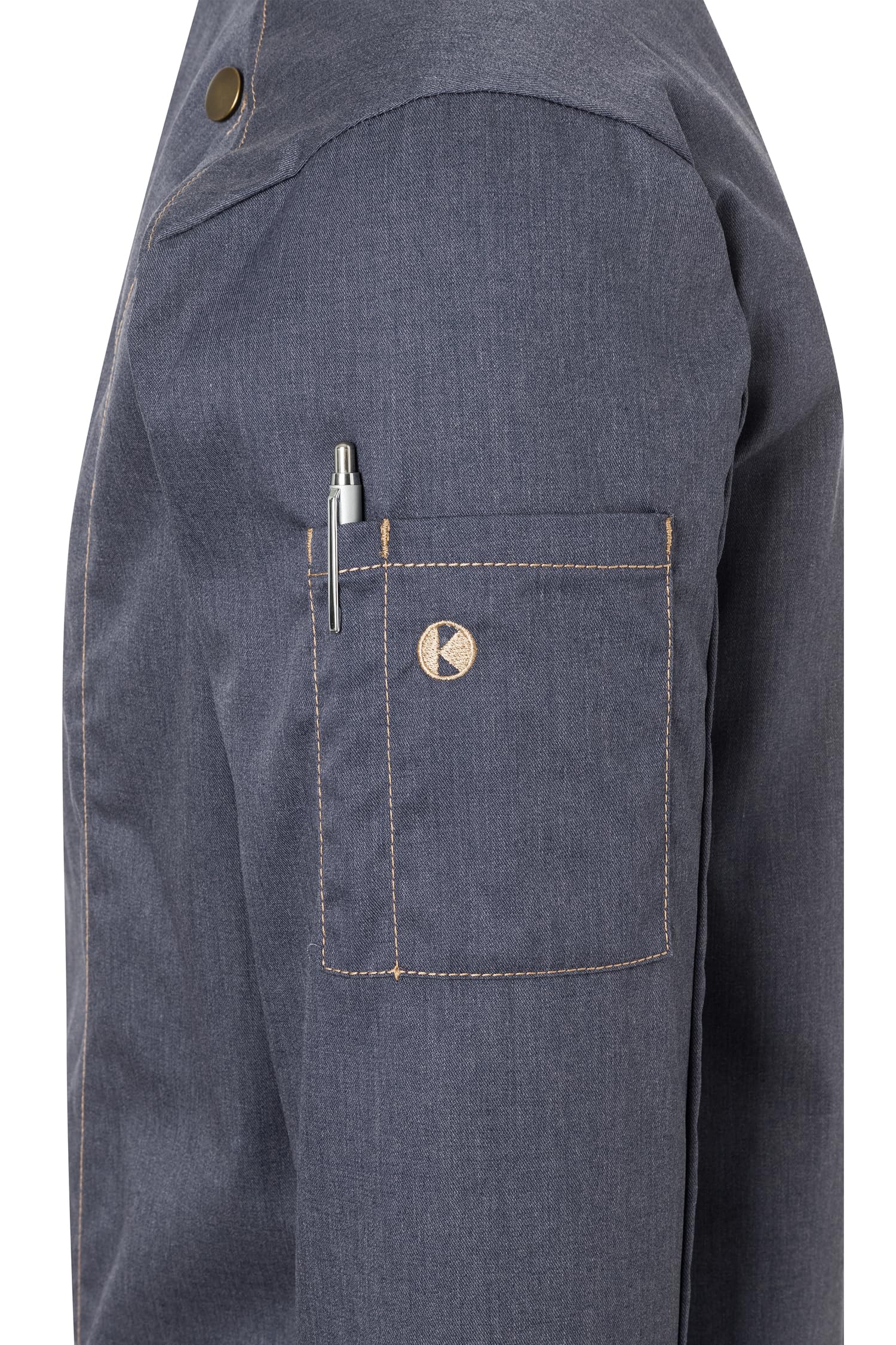 Karlowsky Herren Kochjacke Jeans-Style Druckknöpfe Stehkragen 65% Polyester/35% Baumwolle