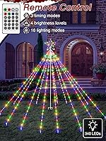 Vista 3 de Luces de árbol de Navidad para exteriores, 340 luces LED de decoración de Navidad con estrella superior, luz de Navidad impermeable IP67 con 16