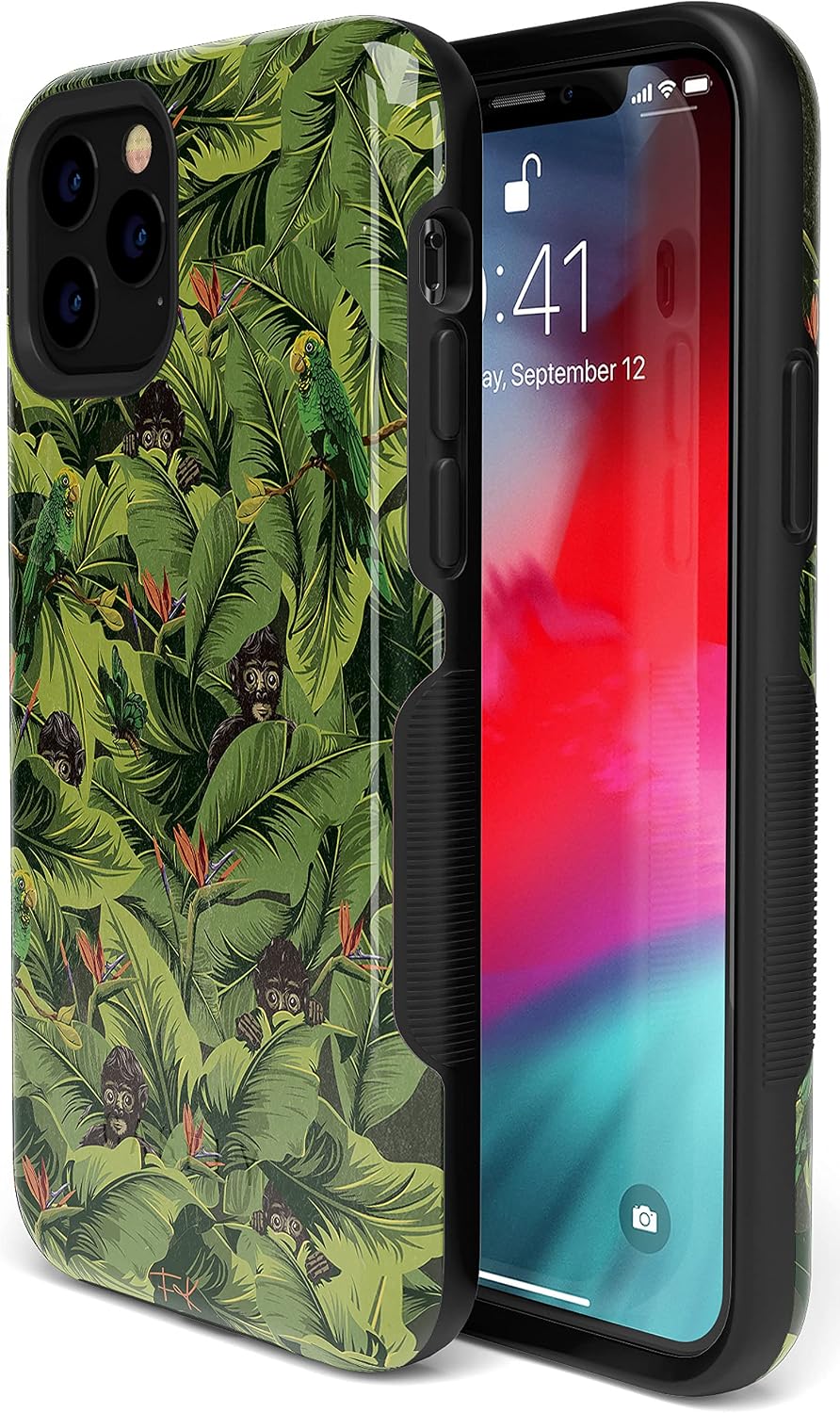 Casely iPhone 11 Pro Max Case | Sneaky Monkeys | Frida Kahlo Jungle Floral | Bold Protective Design
