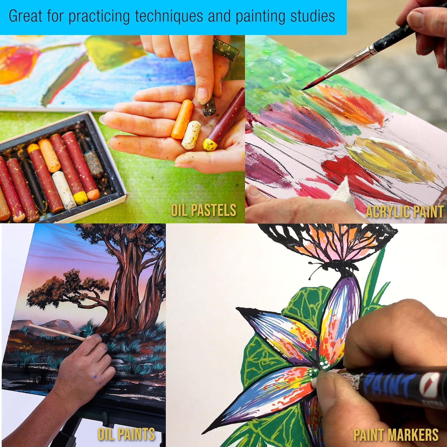 U.S. Art Supply 18" x 24" 10-Sheet 8-Ounce Triple Primed Acid-Free Canvas Paper Pad (Pack of 2 Pads), Canvas Paper for Acrylic Painting