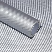 ANT 12inch x 10ft Silver Carbon Fiber Car Wrap Vinyl Outdoor/Interior Realistic Carbon Design Vinyl Wrap for Cars, Boat, Bike Silver, 12inch x 10ft