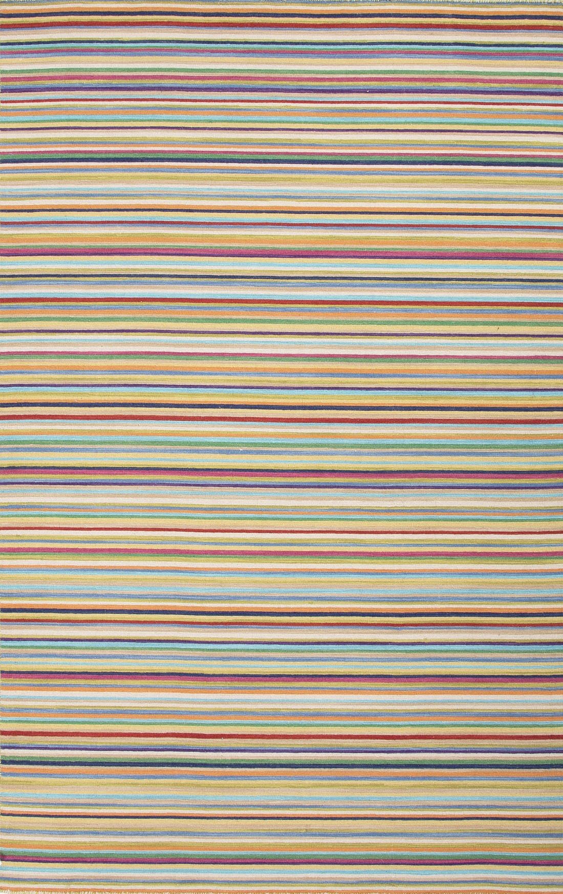 Flat-Weave Stripe Pattern Wool Area Rug, 2 by 3-Feet, Canterbury/Baltic