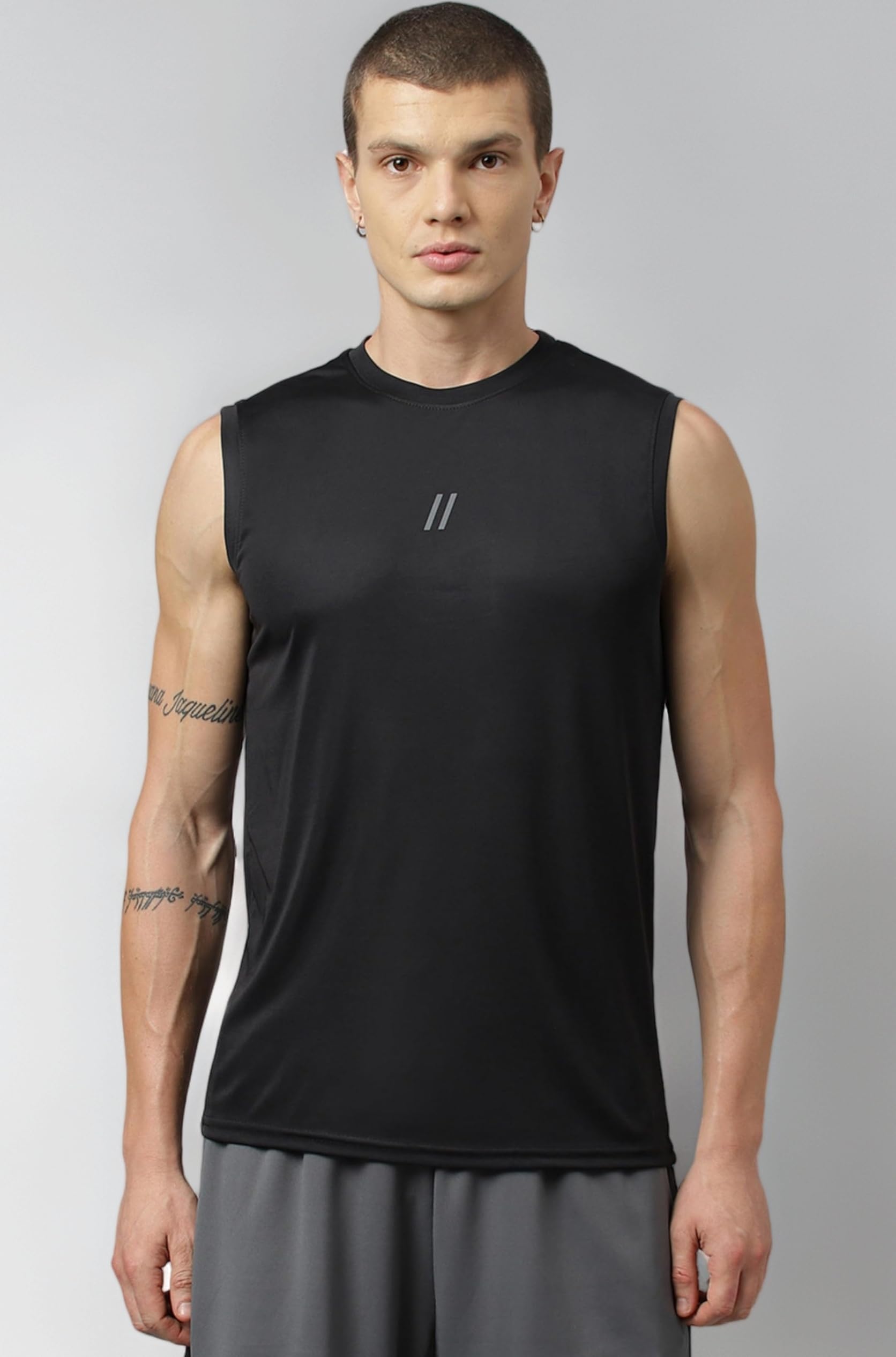 ATICX Men's Polyester Sports Sleeveless T Shirt - Gym Vest, Workout Sando, Training Tank Top, Cut Sleeves Quick Dry Tee for Running, Swimming, Badminton, Fitness & Sports