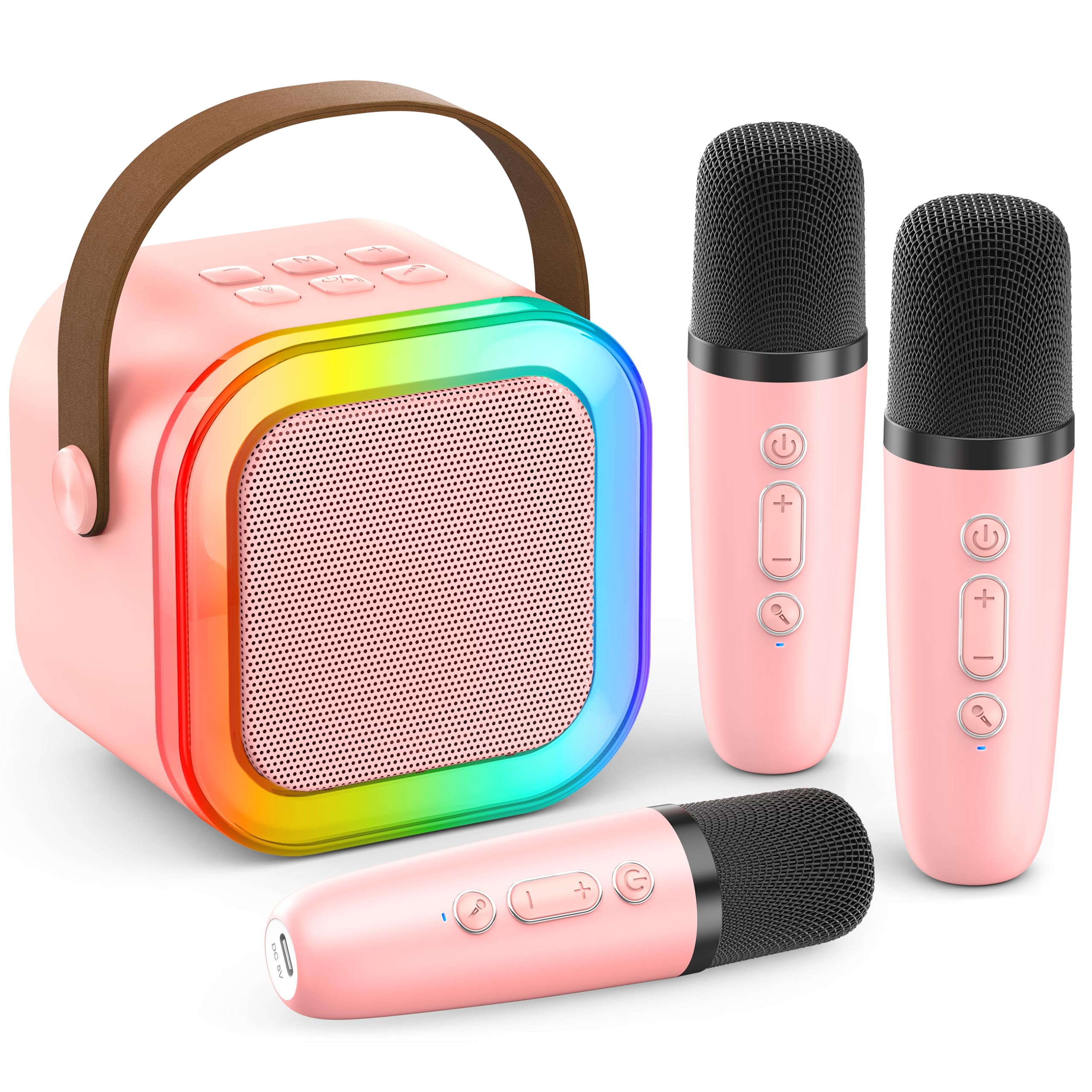 Karaoke Machine Kids Adults,Bluetooth Speaker with 3 Wireless Microphones