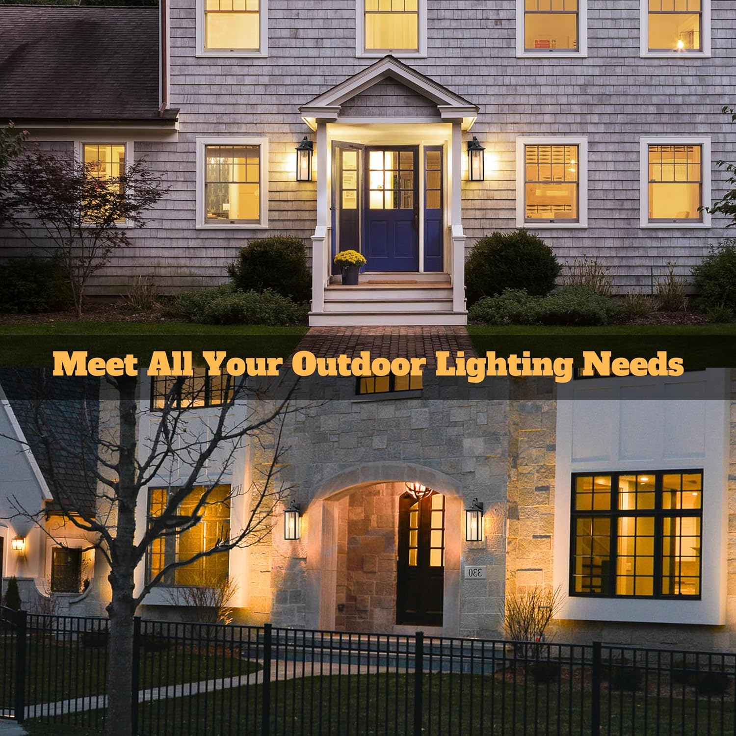 Dusk to Dawn Outdoor Wall Lantern, Matte Black Exterior Lighting Fixture with Weather Resistant, Sensor Outdoor Porch Light, Mordern Outside Light for House,Patio,Garage(E26 Base)