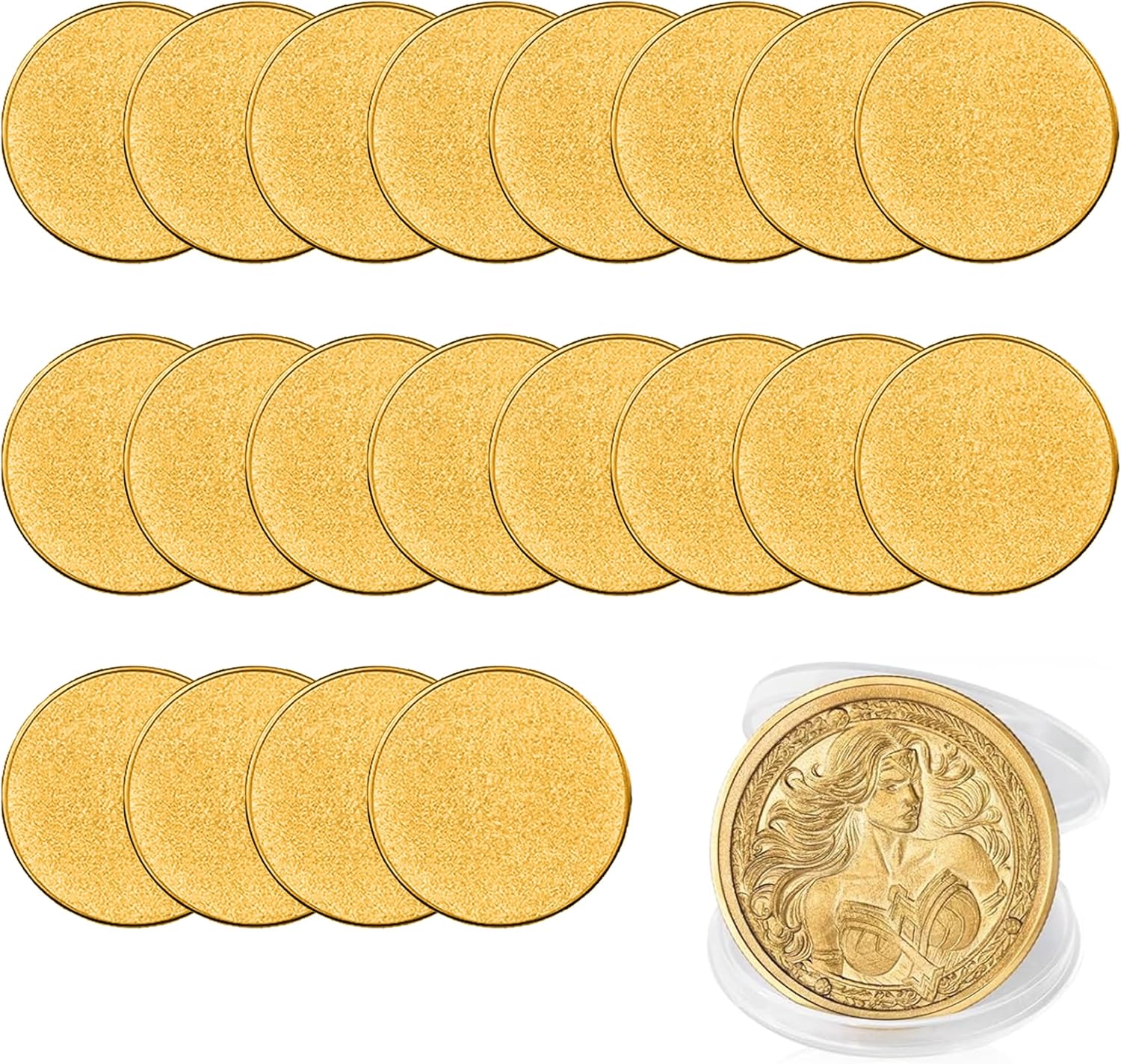 20 Pcs Brass Coin Blanks, 40mm with 3mm Thickness, Custom Challenge Coins with Threaded Edge, Includes Acrylic Protection Case for Laser Engraving, DIY Gifts & Collectibles (3mm Brass Coins)