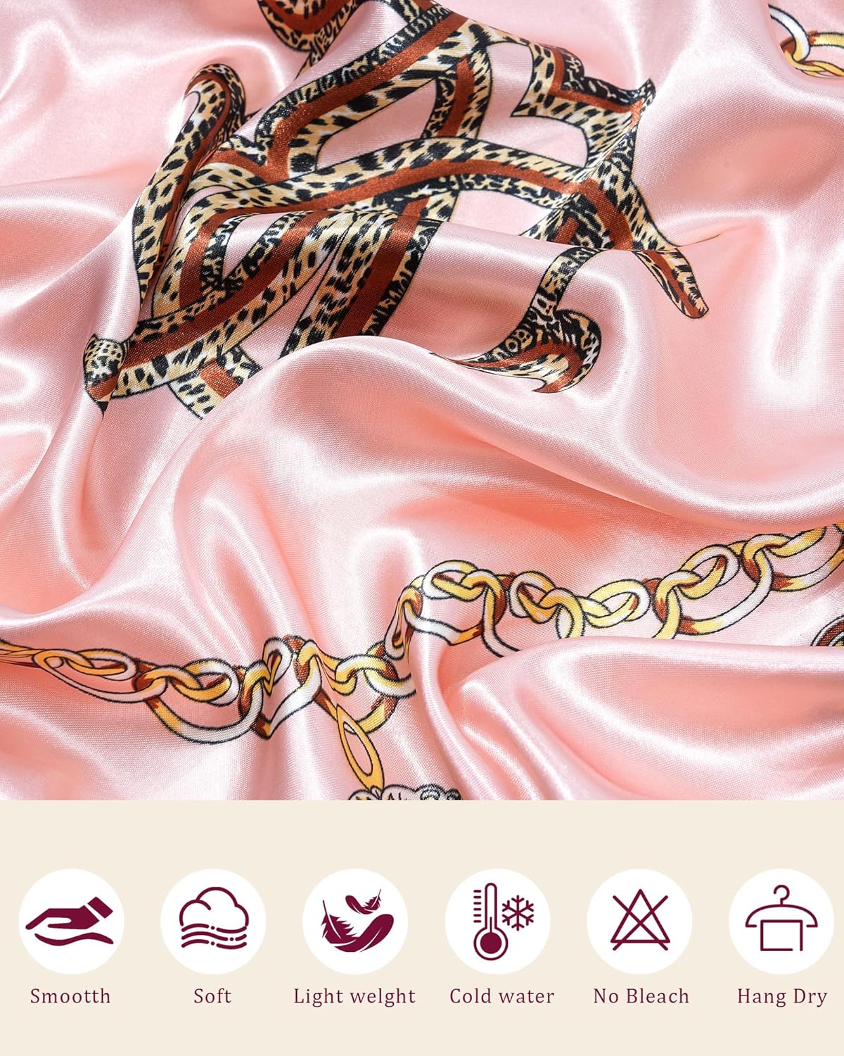 35.5” Large Square Satin Scarf for Hair - 4Pcs Printed Like Silk Head Scarf Silk Bandana Scarf for Sleeping - Image 4