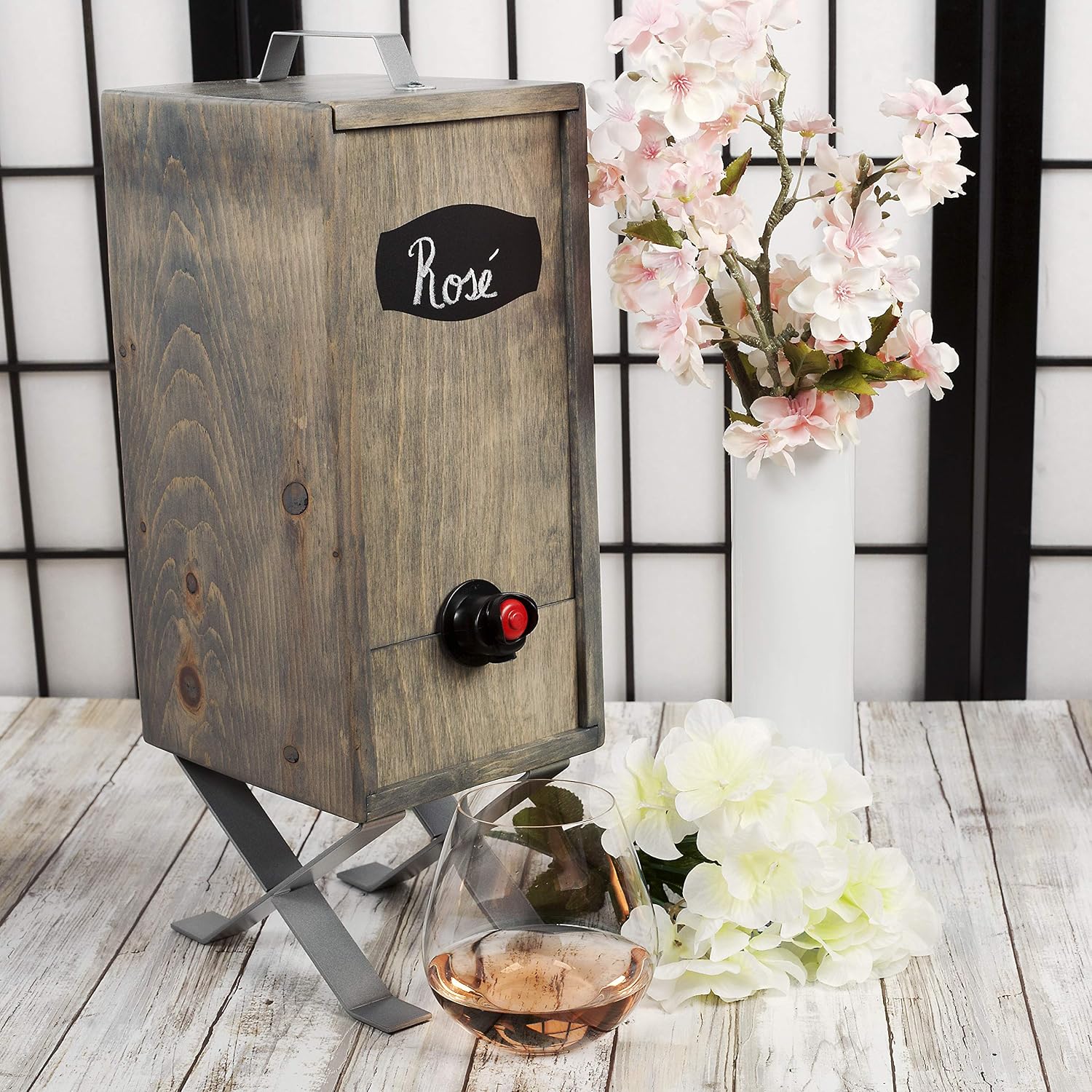 Suреr Bіg Clеаrаnсе! Wine Nook Wooden Wine Cocktail Box Dispenser, Decorative, Naturally Insulated, Fillable Ice Pack Beverage Bag, chalk included (Urban Grey Metro) 3 Liters