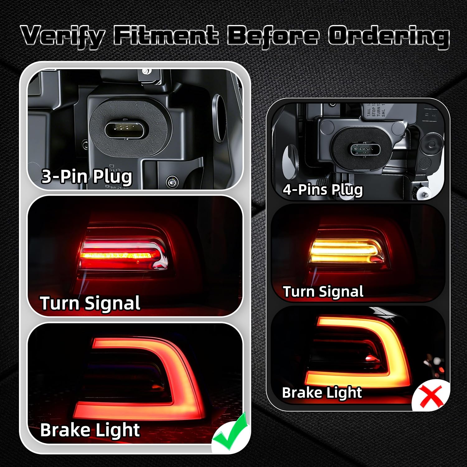 1077397 Tail Light Assembly Fit Tesla Model 3 2021 2020 2019 2018 2017 Rear Led Tail Lights Assembly 3 Pins Left Driver Side Taillights Assembly 1077397-00-G
