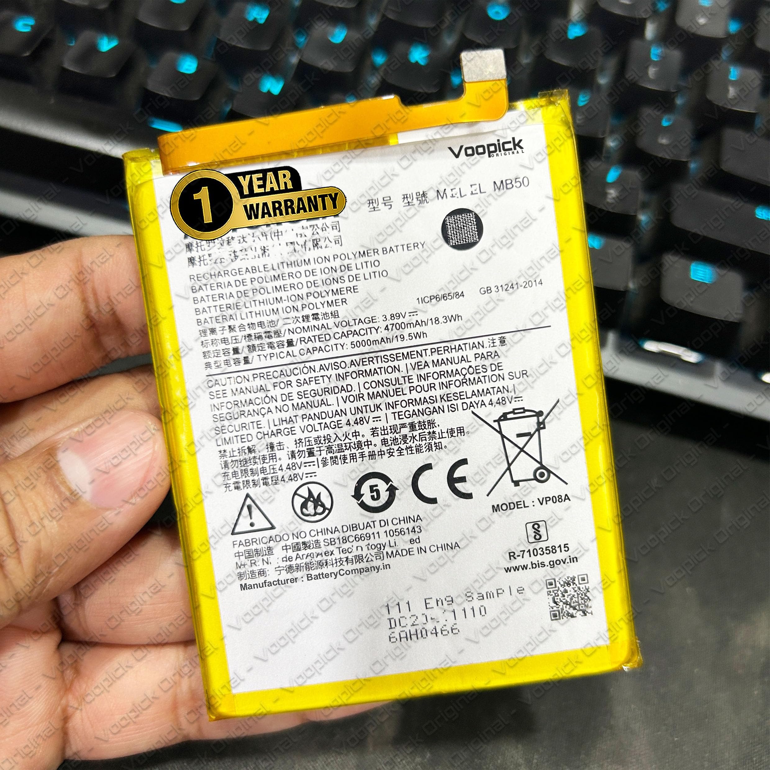 MB50 Battery Compatible for Motorola Edge S30 (XT2175-2) with 1 Year Warranty. [5000mAh-Capacity]