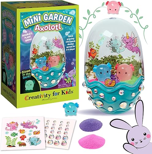 Creativity for Kids Mini Jardín: Terrario Axolotl - Kit de ciencia STEM para niños, manualidades y artes de Axolotl, regalos de vacaciones para