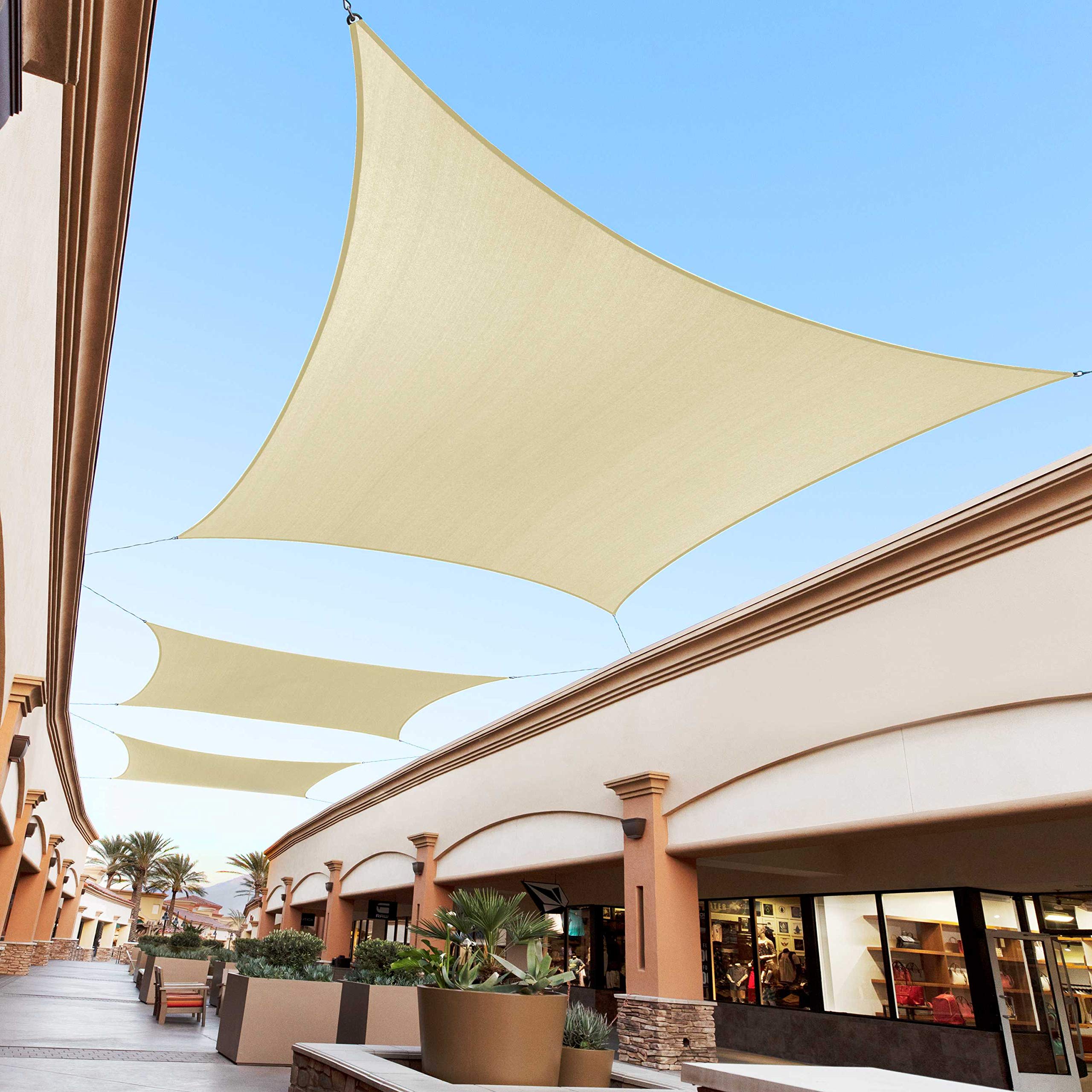 Royal Shade10' x 13' Beige Rectangle Sun Shade Sail Canopy Outdoor Patio Fabric Shelter Cloth Screen Awning - 95% UV Protection, 200 GSM, Heavy Duty, We Make Custom Size