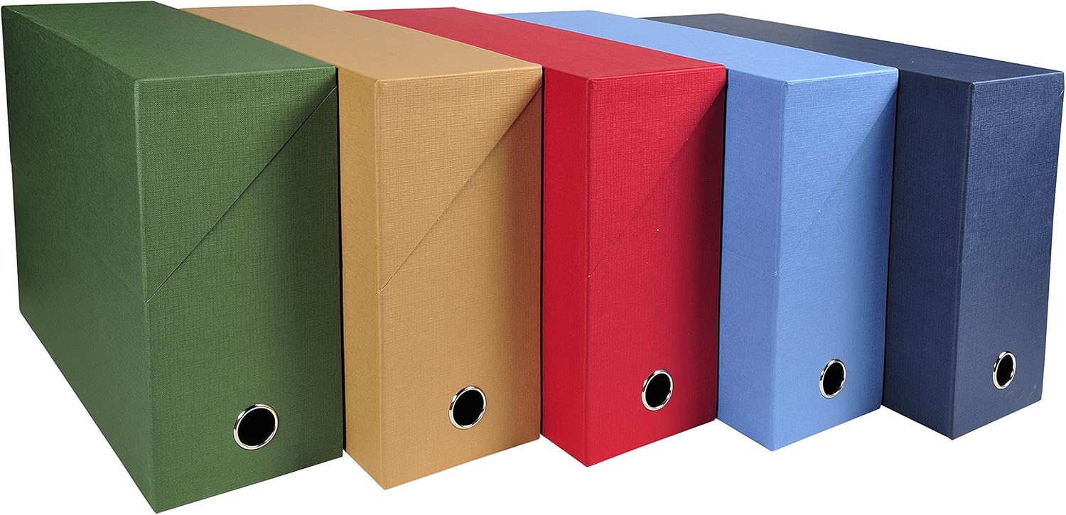 Exacompta Canvas Transfer Box, A4, 120 mm Spine - Assorted Colours, Pack of 5
