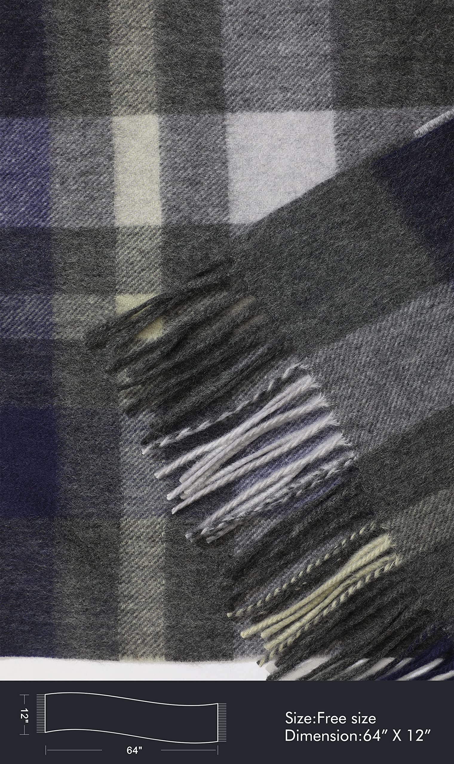 EURKEA 100% Cashmere 2024 Winter Scarf for Women, Fringed Edges, Warm & Soft, Lightweight, Gift Ready, Solid/Plaid/Two-Tone