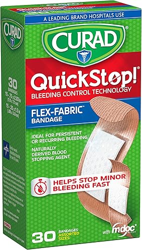 Tiritas Curad Quickstop, de tela flexible con tecnología para coagulación instantánea, CUR5245, 1, 1
