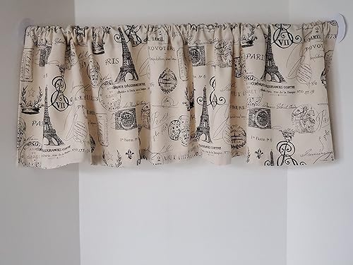 Miniatura 6 de Valance Cream and Black French Script Paris Eiffel Tower Handmade Window Treatment