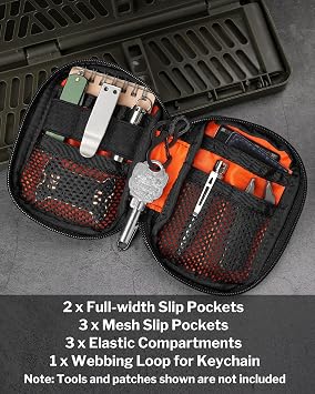 VIPERADE VE31 EDC Pouch Organizer Mini Tool Organiser, Small Pocket Organizer, YKK Zipper Pocket EDC Utility Admin Pouch for Camping Bush Craft/Digital Storage/Traveling/Hiking