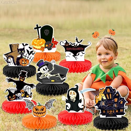 Miniatura 9 de KatchOn, Centros de mesa de Halloween para mesas, paquete de 8, centro de mesa de Halloween negro y naranja para decoraciones de mesa de Halloween,