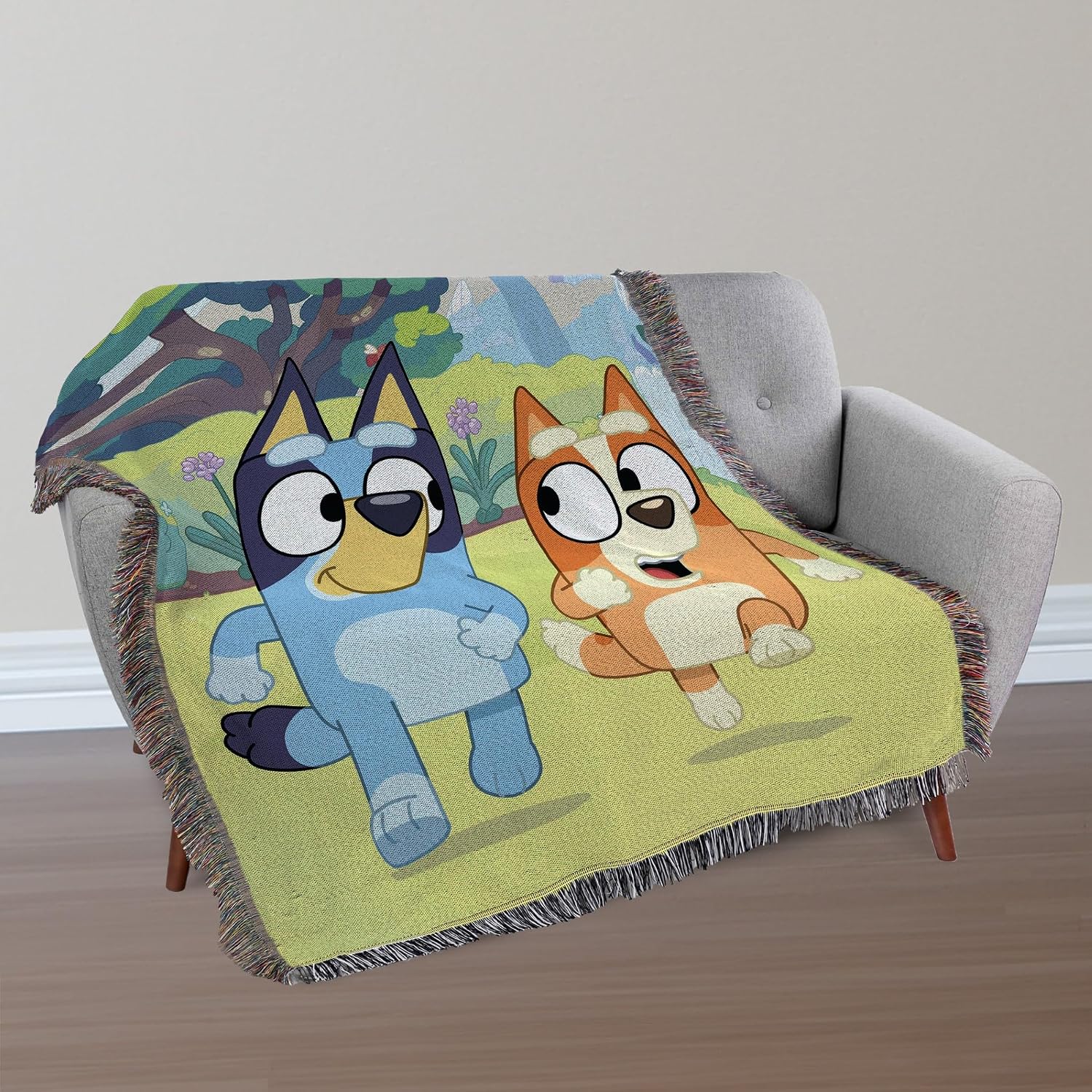 Northwest Bluey Woven Tapestry Throw Blanket, 48" x 60", Jogging Bluey
