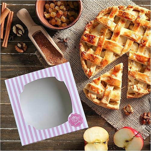 Miniatura 5 de Paquete de 20 cajas de panadería con ventana pequeñas de 6 x 6 x 2 pulgadas para galletas, dulces, pasteles, brownie, pastel de gasa, tarta, tarta,