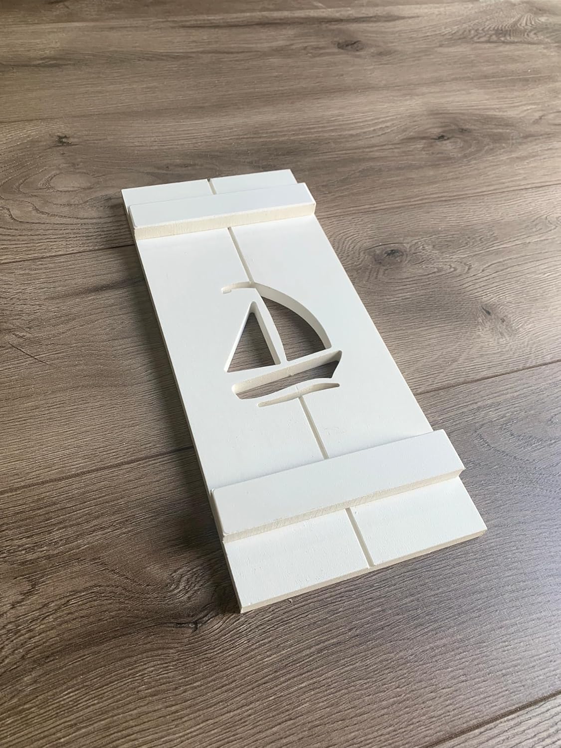 Sailboat PVC Shutter, Decorative Single Panel, Sold Individually, (Width: 11.5, Height: 53)