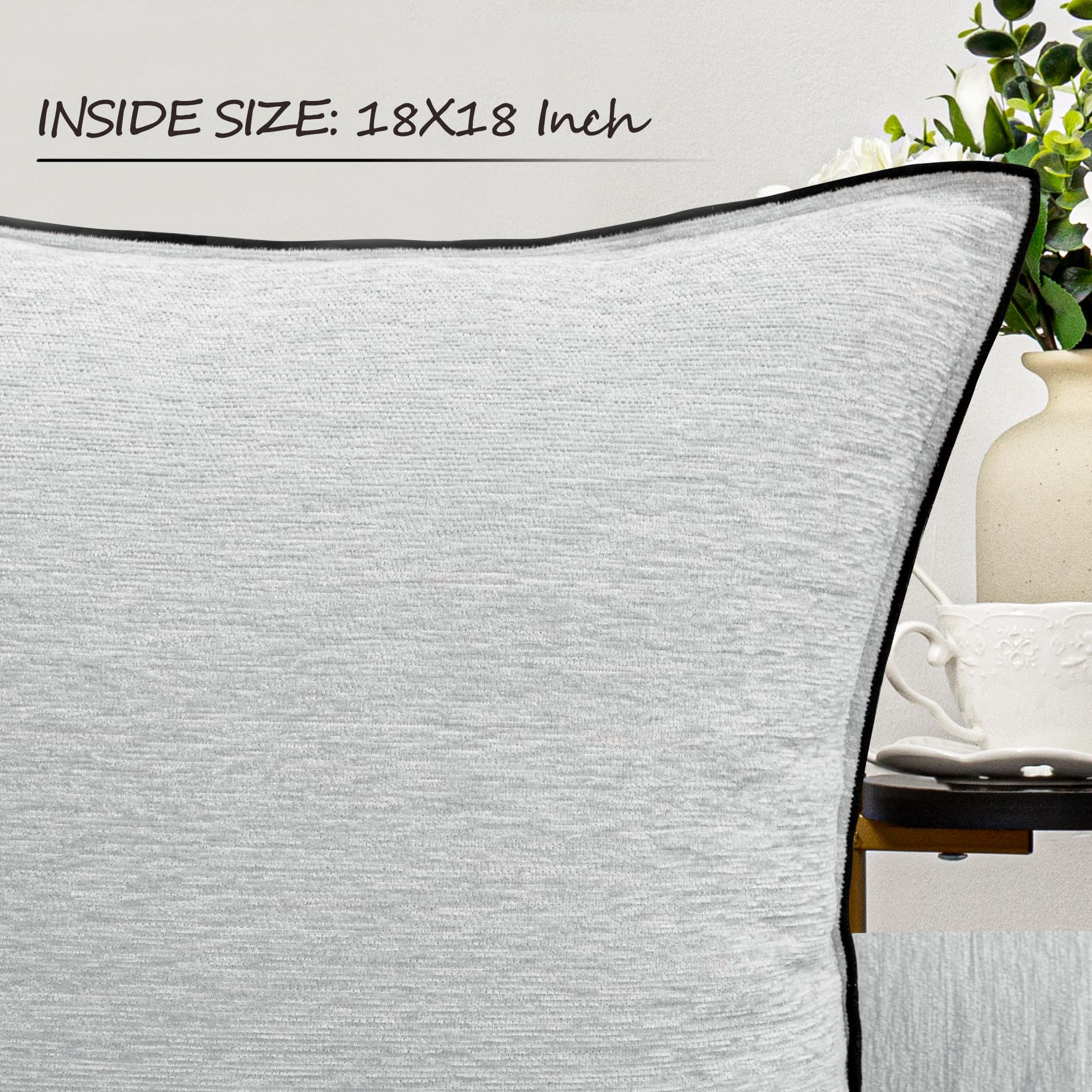 decorUhome Set di 2 federe per cuscini in ciniglia, 51 x 51 cm