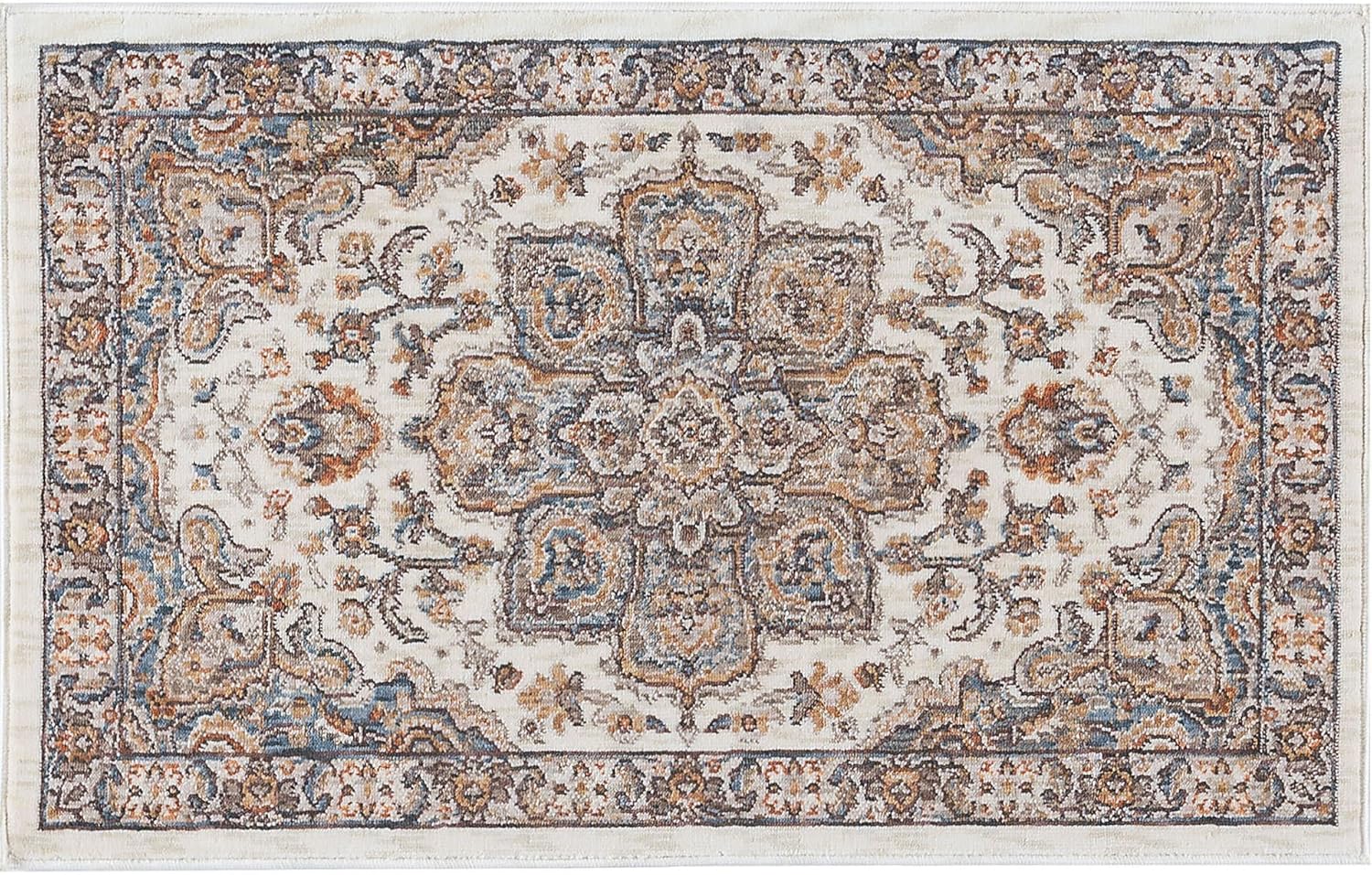 Finley Traditional Oriental Ivory Scatter Mat Rug, 2' x 3