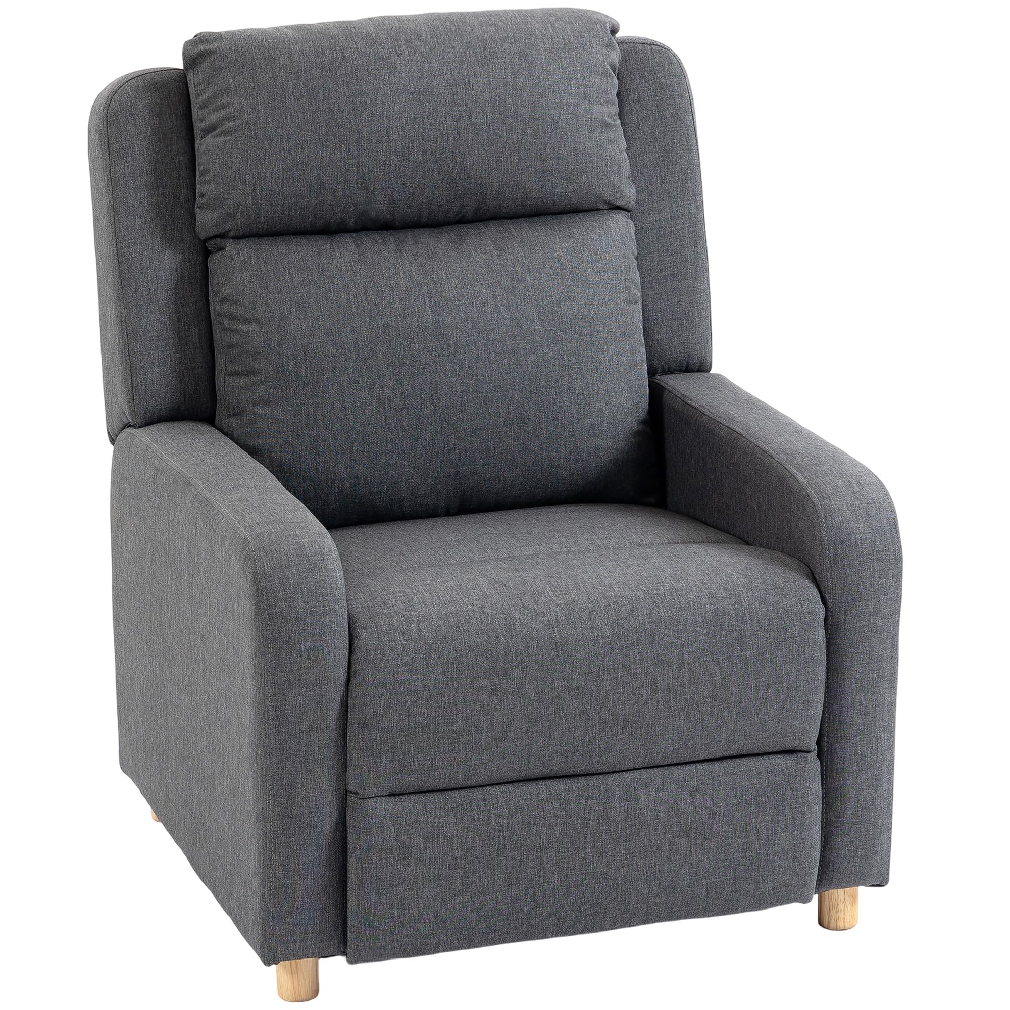 HOMCOM Sillón Relax Reclinable, Sillón Reclinable Manual, Gris Oscuro